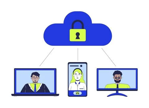 Secure cloud storage for small business 2D illustration concept Stock Illustration