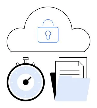 Secure Cloud Storage with Timer for Document Protection and Efficient Time .. Illustrazione stock