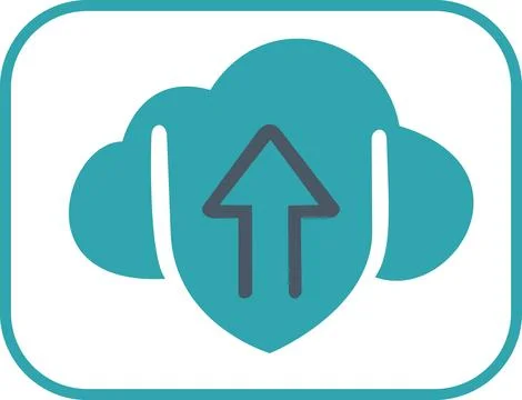 Secure cloud upload protection flat icon Stock Illustration