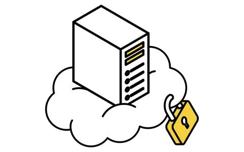 Secure cloud web server isometric line icon with rectangular hosting server.. イラスト素材