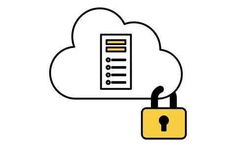 Secure cloud web server line icon with rectangular hosting server and secur.. Stock Illustration