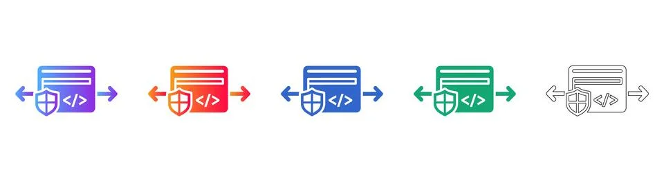 Secure Code and Data Protection Icons Stockillustratie