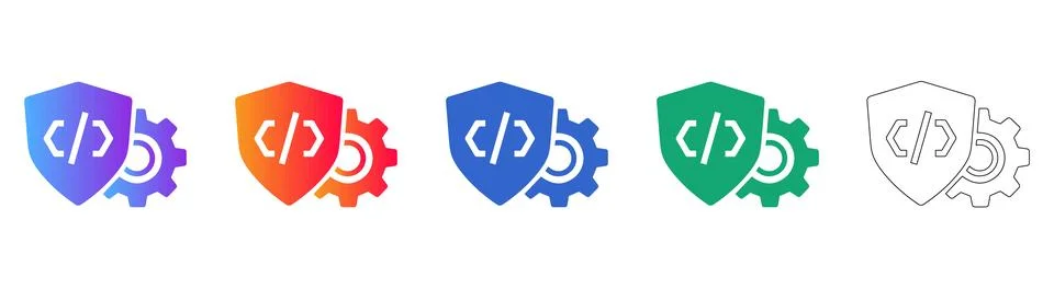 Secure Coding and Development Icons Illustrazione stock