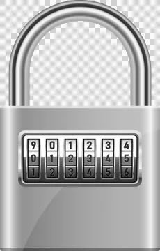 Secure combination lock with a gleaming silver finish, ensuring safety and .. Stock Illustration
