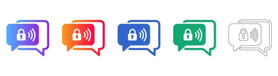 Secure Communication Chat Bubble Icons Иллюстрация