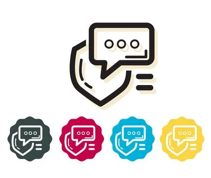 Secure Communication - Chat with Shield Icon Stock Illustration