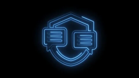 Secure communication concept animation featuring glowing neon speech bubbles Stockbeeldmateriaal 330785316