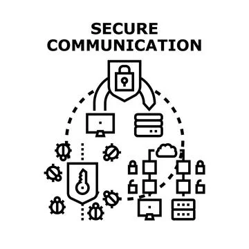 Secure communication concept protecting digital data network Stock Illustration