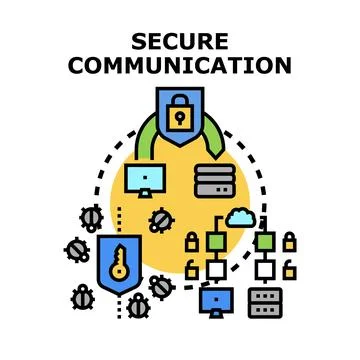 Secure communication concept protecting digital data network Stock Illustration