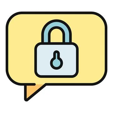 Secure communication message speech bubble lock Stock Illustration