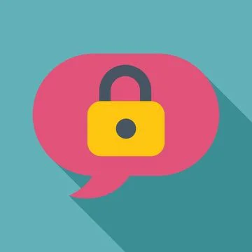 Secure communication, padlock icon in speech bubble symbolizing data protec.. Stock Illustration