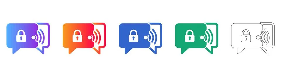 Secure Communication Speech Bubble Icons Stock Illustration