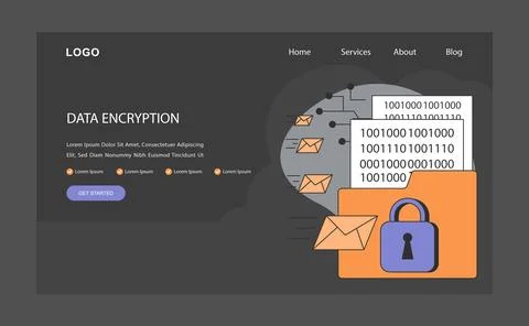 Secure Communication web banner or landing page dark or night mode. 스톡 일러스트