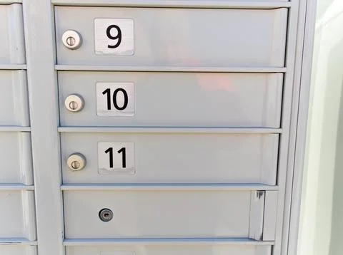Secure community mailboxes Stock Photos