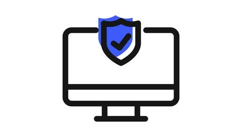 Secure computer protection icon Illustrazione stock