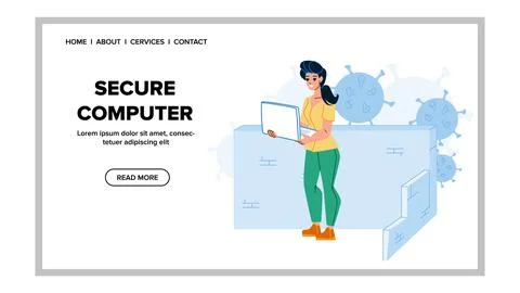 Secure computer vector Illustrazione stock
