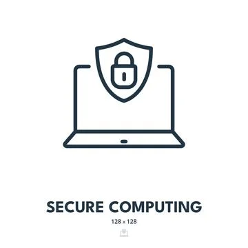 Secure Computing Icon. Security, Privacy, Access. Editable Stroke Stock Illustration