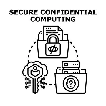 Secure confidential computing for data privacy and encryption Stock Illustration