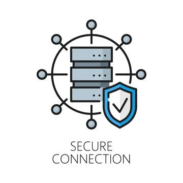 Secure connection, CDN outline icon or pictogram Illustrazione stock