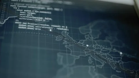 Secure connection code expands across regional map nodes 스톡 동영상 347055377