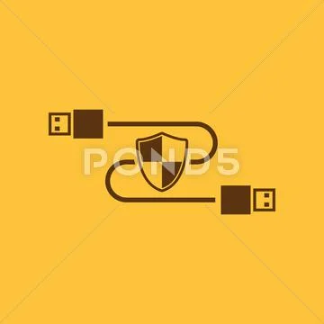The secure connection icon. Transfer and connection, data, antivirus ...