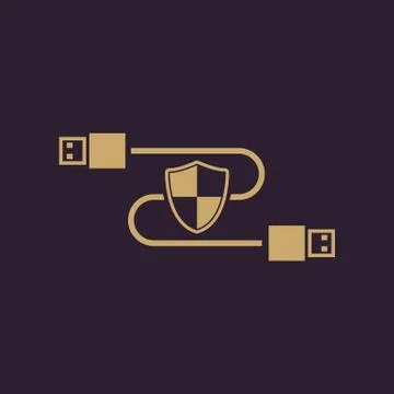 The secure connection icon. Transfer and connection, data, antivirus, firewall Stock Illustration