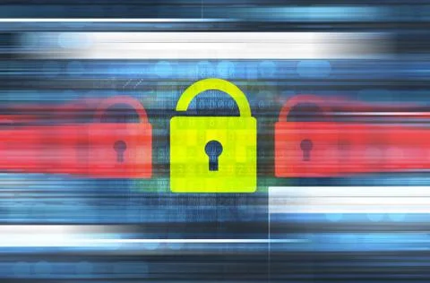 Secure Connection Illustration with Green Padlock Icon Illustrazione stock