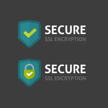 Secure connection label vector on dark background, secured ssl shield 库存插图