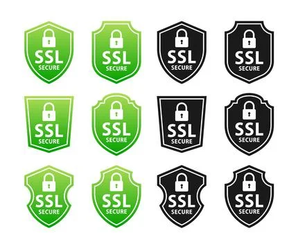 Secure connection. SSL shield protected. https certificate privacy icon. Ssl Stockillustratie