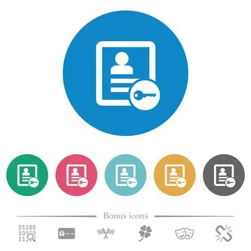 Secure contact flat round icons 스톡 일러스트