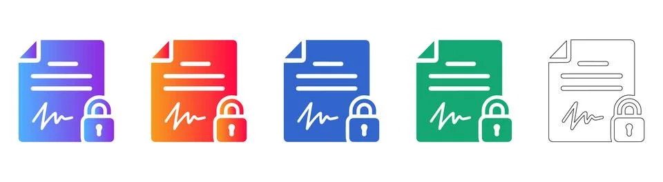 Secure Contract Document Icons イラスト素材