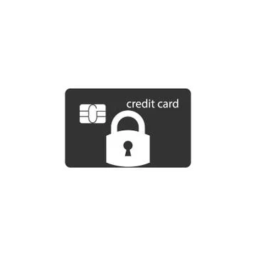 Secure credit card icon. Vector illustration, flat design. Stock Illustration