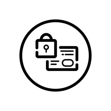 Secure credit card payment. Security padlock. Commerce outline icon in a circ Stock Illustration