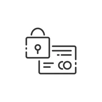 Secure credit card payment thin line icon. Security padlock. Outline commerce Stock Illustration