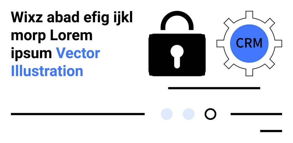Secure CRM Software Concept with Lock and Gear Symbol for Safe Data Managem.. Stock Illustration