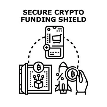 Secure crypto funding shield protecting digital assets Stock Illustration
