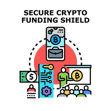 Secure crypto funding shield protecting digital investments Stock Illustration