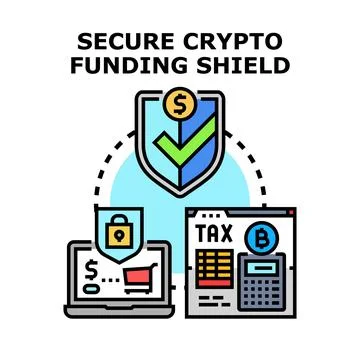 Secure crypto funding shield protecting digital assets Stock Illustration