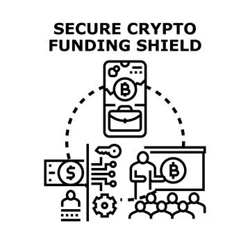 Secure crypto funding shield protecting digital investments Stock Illustration