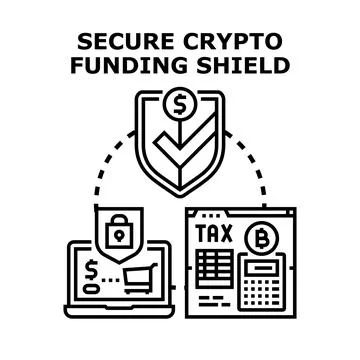 Secure crypto funding shield protecting digital assets Stock Illustration
