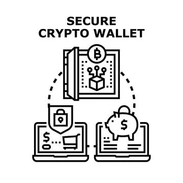 Secure crypto wallet managing digital assets and online finance Stock Illustration