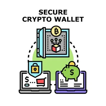 Secure crypto wallet managing digital assets and online finance Stock Illustration