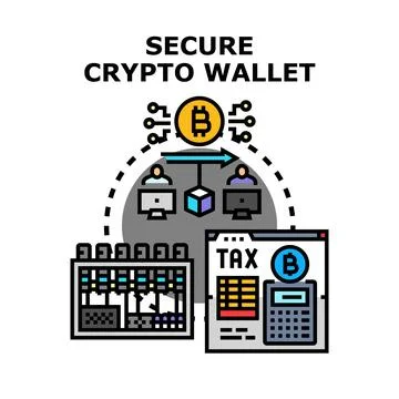 Secure crypto wallet technology managing digital transactions Stock Illustration