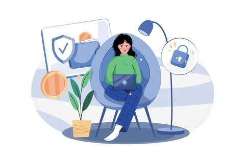 Secure Cryptocurrency Illustration concept on white background Stock Illustration