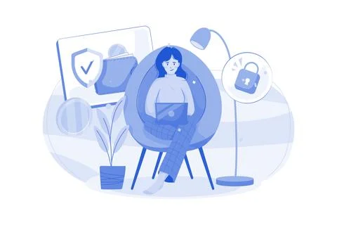 Secure Cryptocurrency Illustration concept on white background Stock Illustration