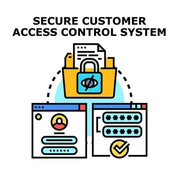 Secure customer access control system illustration 스톡 일러스트
