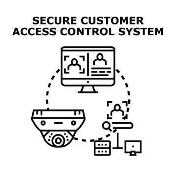 Secure customer access control system flat icon Stock Illustration