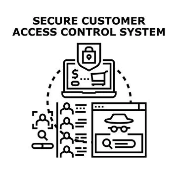 Secure customer access control system protecting data privacy Stock Illustration