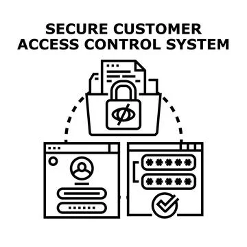 Secure customer access control system illustration Stock Illustration