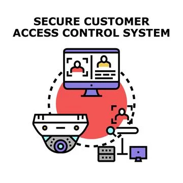 Secure customer access control system flat icon Stock Illustration